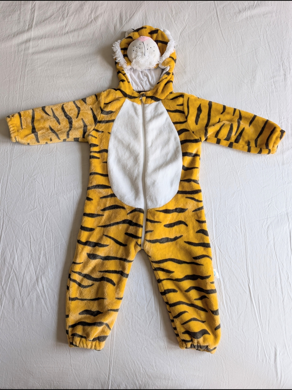 Tiger Costume Hooded One-Piece for Kids - Plush Animal Romper - Size 3T-4T
